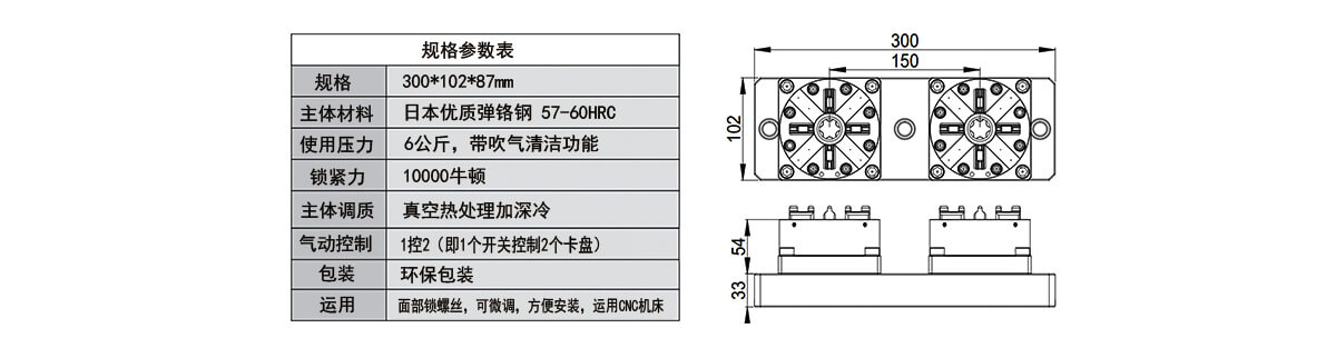 2头CNC气动卡盘