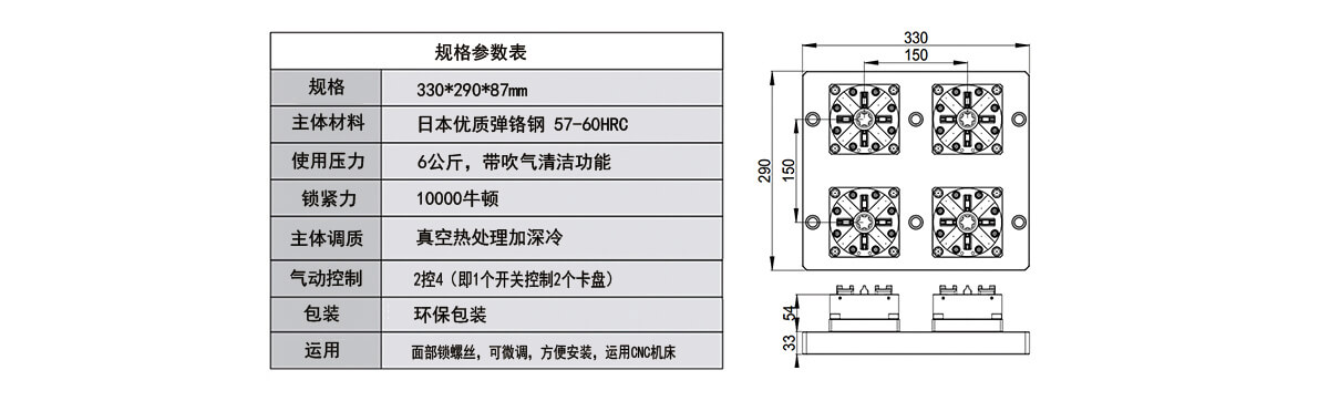 4头CNC气动卡盘